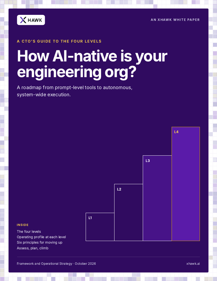 Cover of the XHawk whitepaper, How AI-Native Is Your Engineering Org?