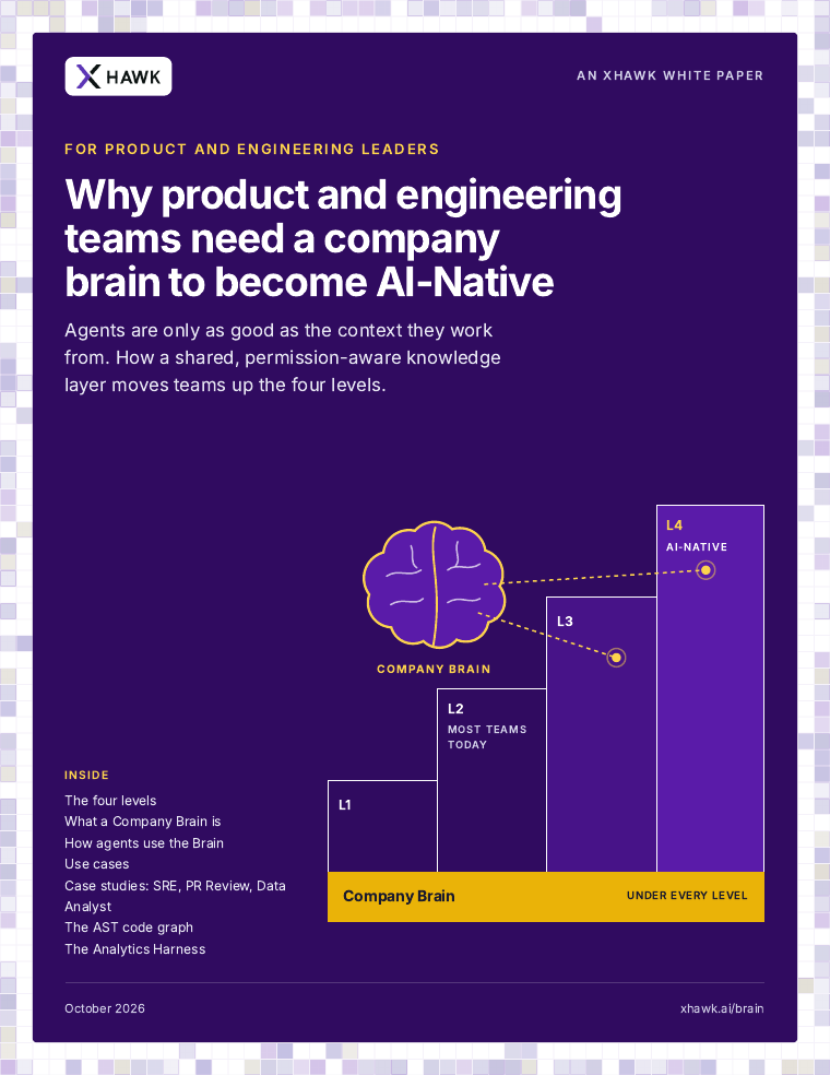 Cover of the XHawk whitepaper, Why Product and Engineering Teams Need a Company Brain to Become AI-Native